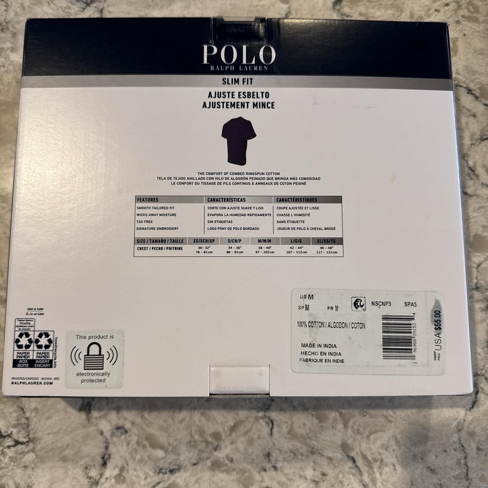 Polo Ralph Lauren Shirt Mens M Multicolor Slim Fit Cotton Crew Undershirt 3 Pack - Picture 5 of 6